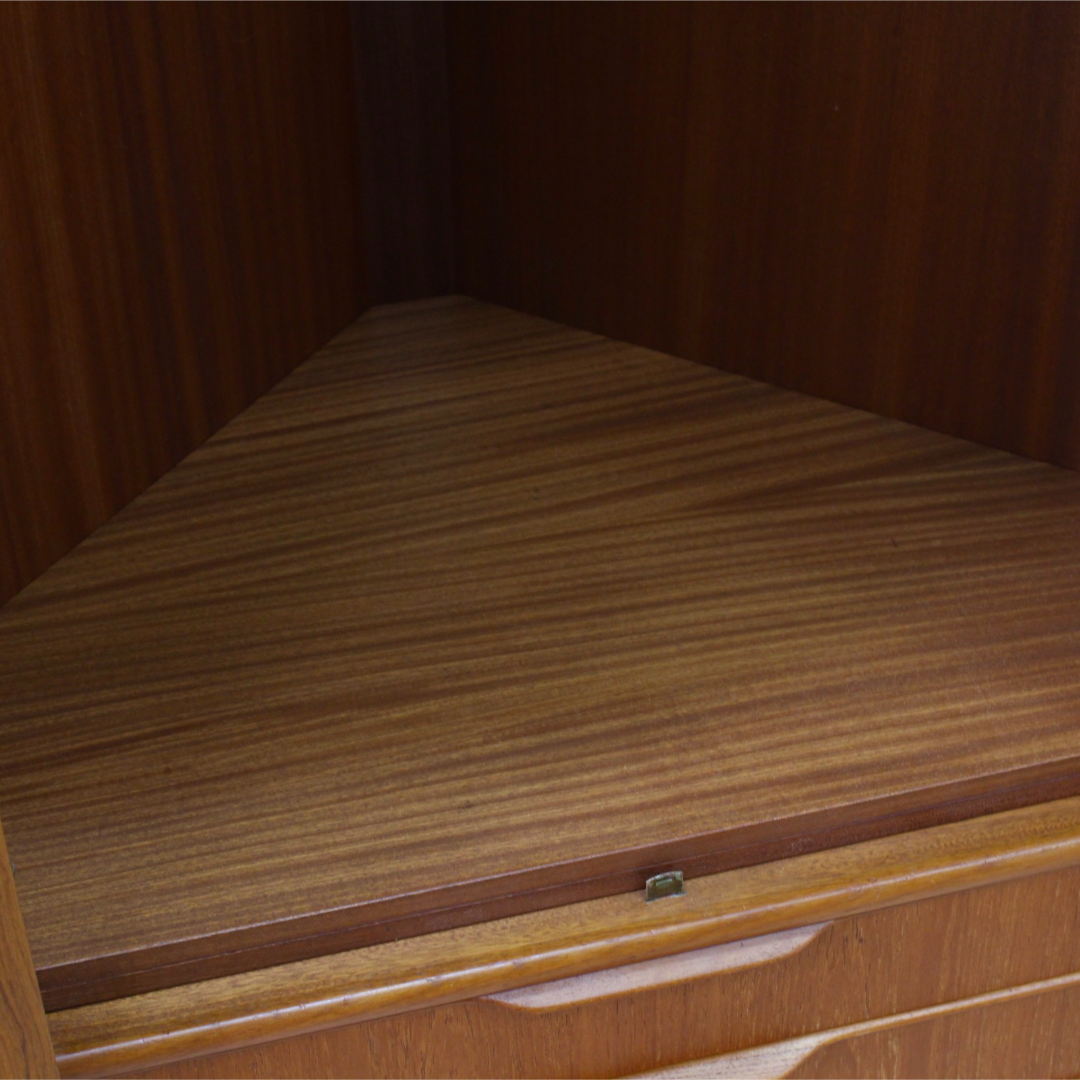 MID CENTURY DANISH MODERN CORNER BAR CABINET – kinetic modern