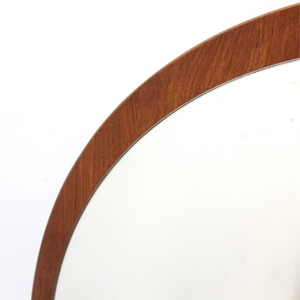 ROUND TEAK 1960S WALL MIRROR