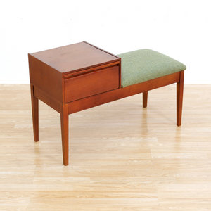 MID CENTURY ENTRYWAY IN TEAK & GREEN BENCH BY CHIPPY HEATH