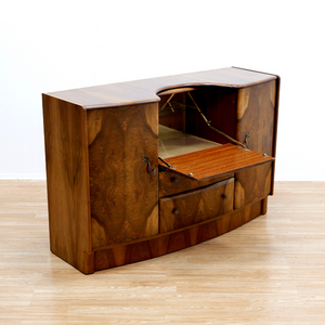 1950s WALNUT COCKTAIL CABINET CREDENZA BY BEAUTILITY FURNITURE