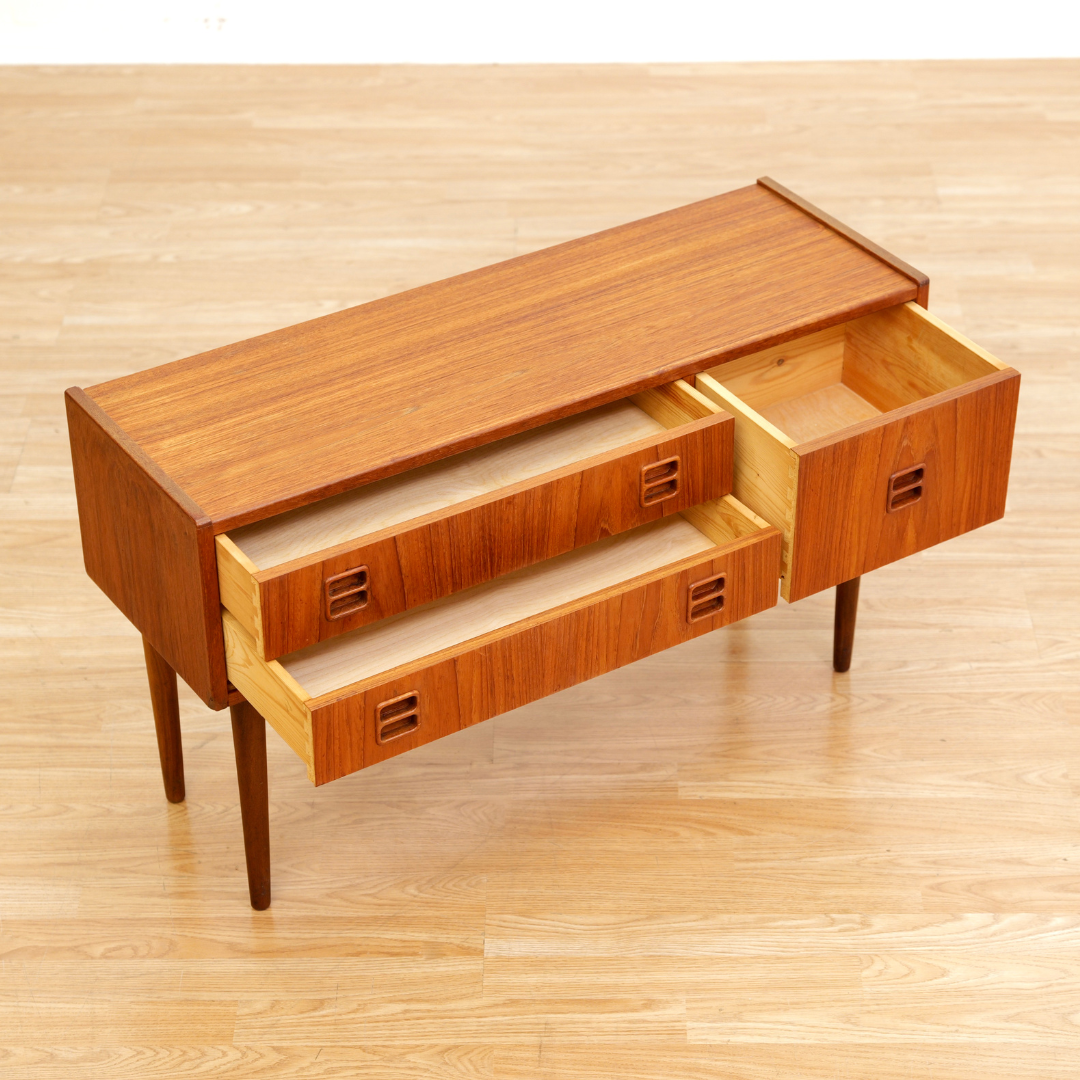 SMALL MID CENTURY DANISH TEAK ENTRYWAY DRESSER