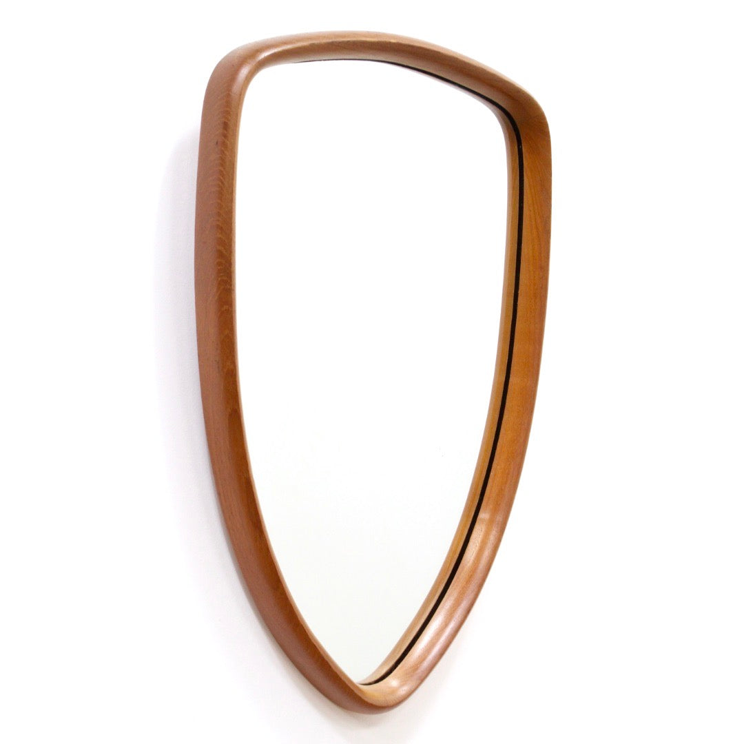 MID CENTURY DANISH TEAK SCULPTED TEARDROP MIRROR