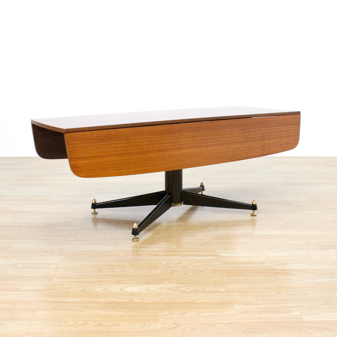 1950S ELEVATOR COFFEE DROPLEAF DINING TABLE BY E GOMME