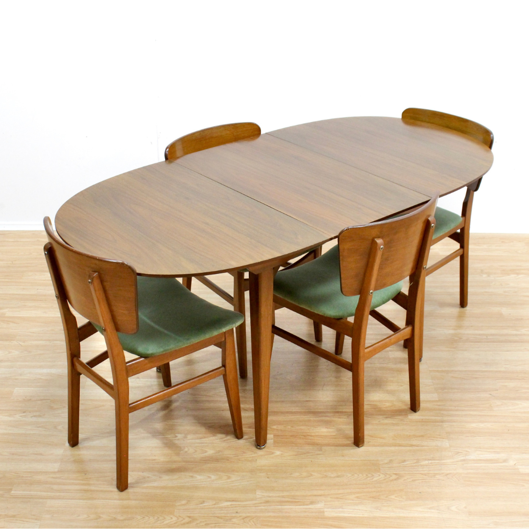 MID CENTURY DINING TABLE & CHAIR SET BY BEAUTILITY FURNITURE