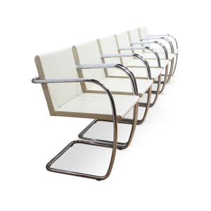 MIES VAN DER ROHE FOR KNOLL SET OF SIX LEATHER & CHROME CHAIRS