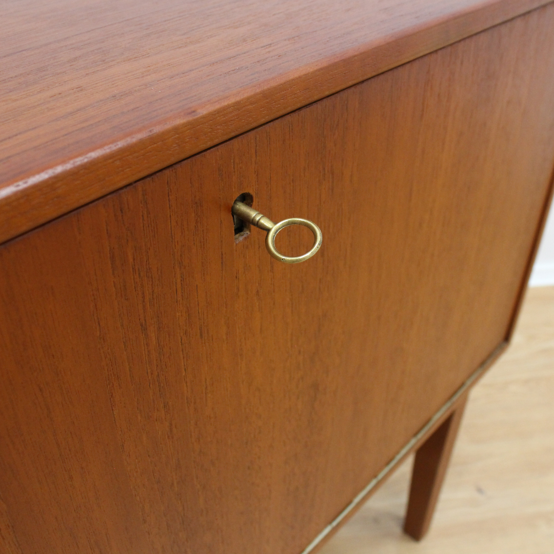 SMALL DANISH MODERN TEAK VINYL RECORD CABINET