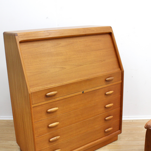 DANISH MODERN TEAK SECRETARY DESK BY BENT MØLLER JØRGENSEN FOR DYRLUND FURNITURE