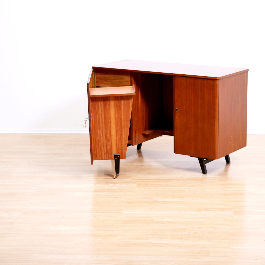 MID CENTURY TEAK FOLDING HOME OFFICE DESK