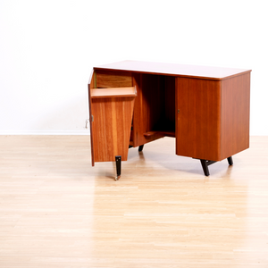MID CENTURY TEAK FOLDING HOME OFFICE DESK