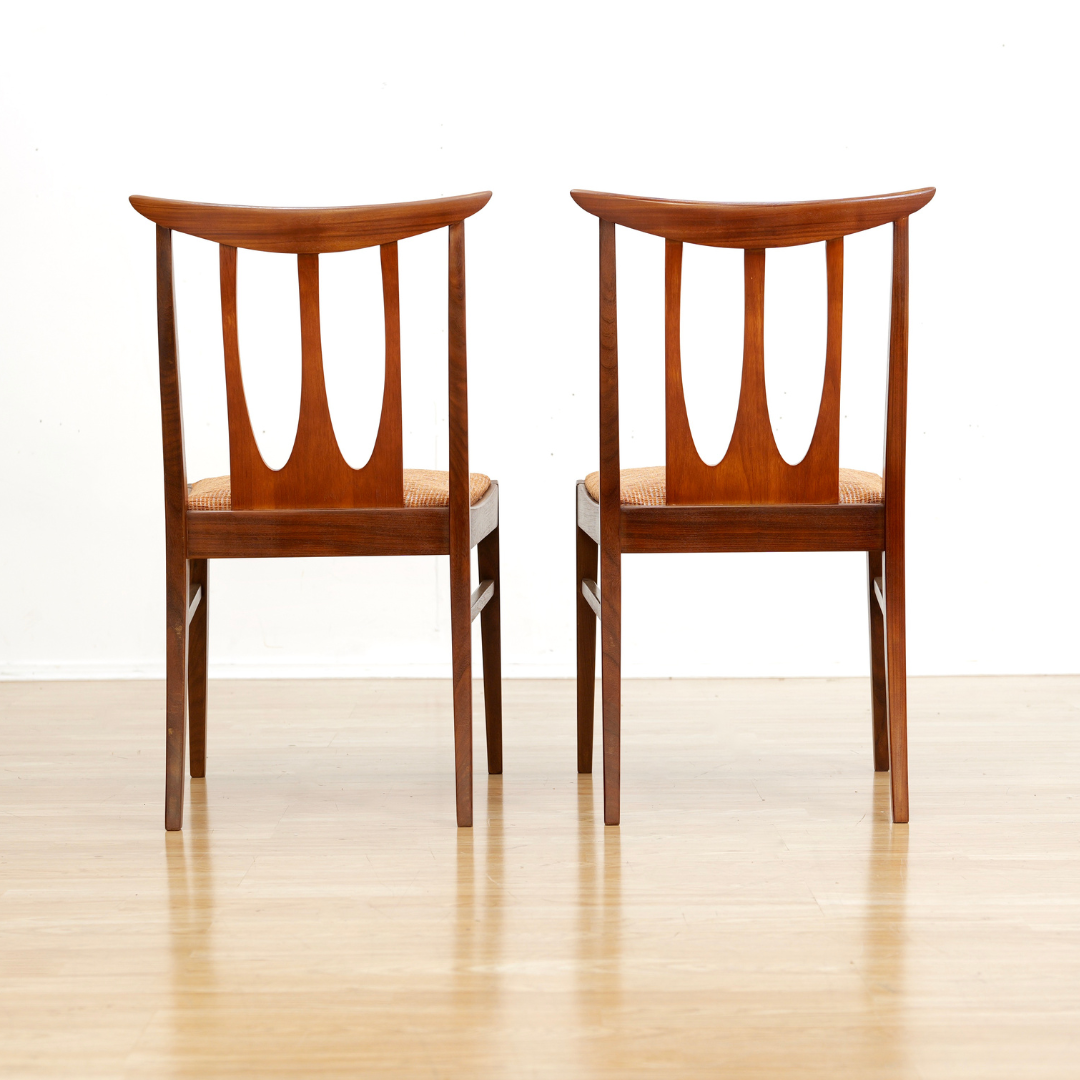 SET OF SIX MID CENTURY DINING CHAIRS BY G PLAN IN ORANGE