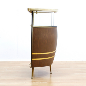 VINTAGE 1960S BARREL SHAPED DRY BAR LIQOUR CABINET