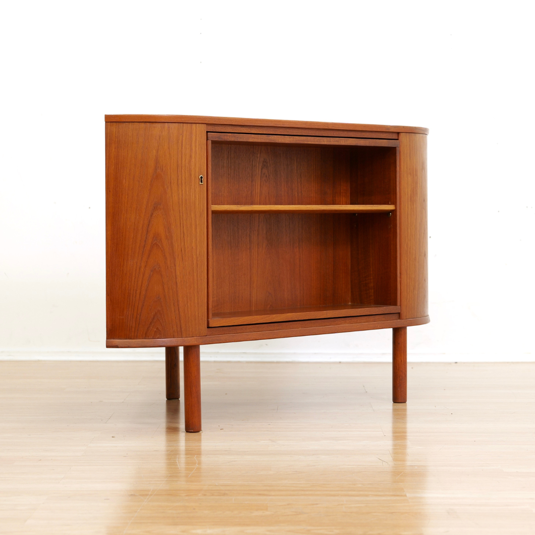 MID CENTURY TEAK REVOLVING CORNER BAR BY SIESTA