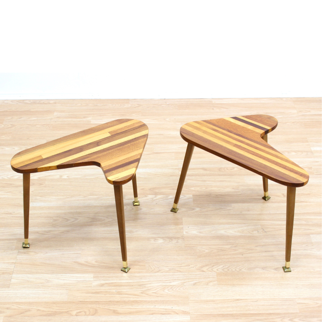 PAIR OF MID CENTURY 'BOOMERANG' SIDE TABLES