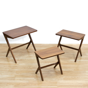 MID CENTURY WALNUT NESTING TABLES BY BENGT RUDA