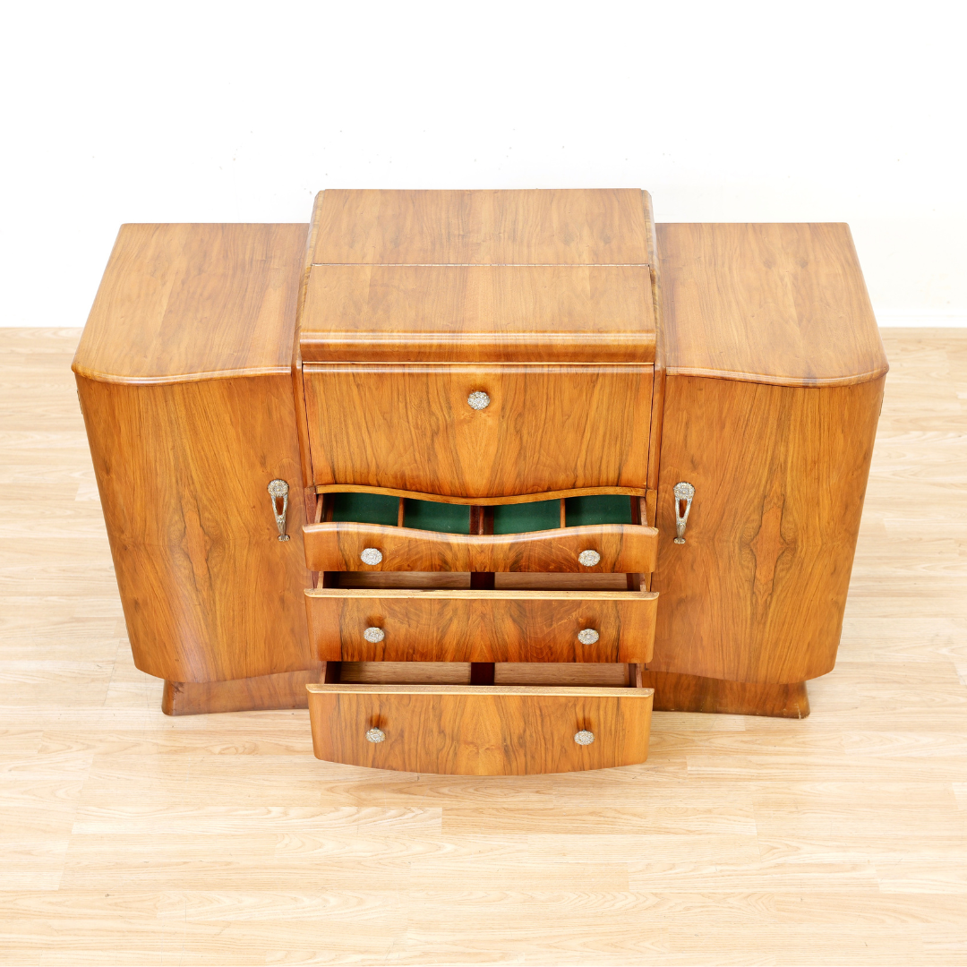 1950s Walnut Liquor Cabinet Credenza by Beautility Furniture