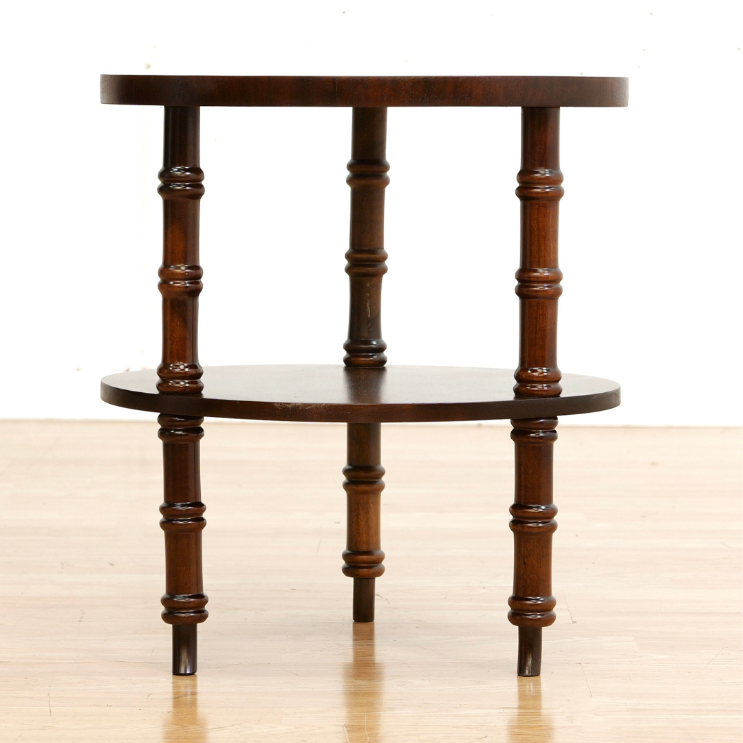 1950s Brazilian Tiki Side Table Inlaid Marquetry Beach Scene