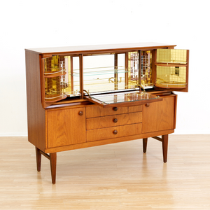 MID CENTURY TEAK BUFFET LIQUOR CABINET CREDENZA BY BEAUTILITY FURNITURE