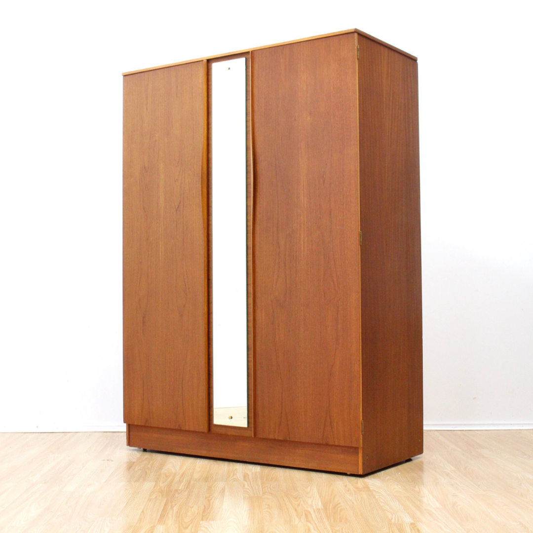 MID CENTURY TEAK ARMOIRE & MIRROR BY AUSTINSUITE