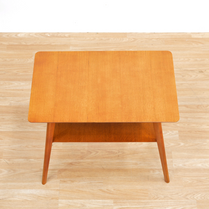 MID CENTURY LIGHT OAK SIDE TABLE