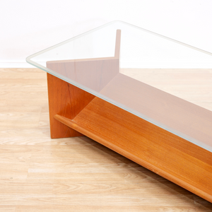VINTAGE TEAK & GLASS COFFEE TABLE WITH MAGAZINE SHELVES BY G PLAN