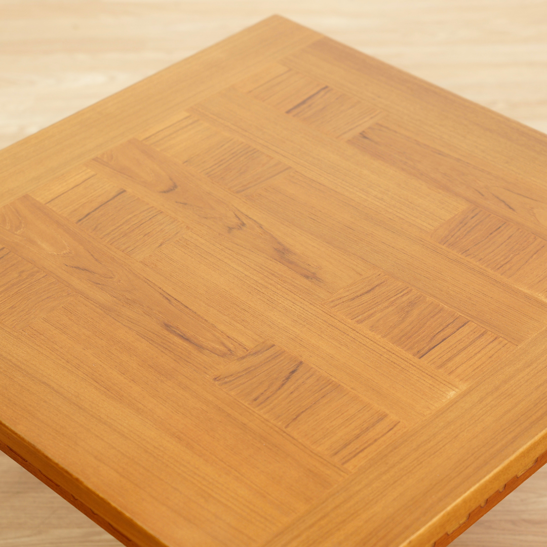 1960S DANISH DESIGN PARQUET TEAK SIDE COFFEE TABLE