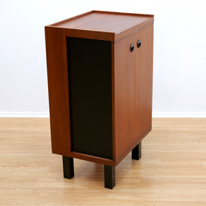 MID CENTURY TEAK VINYL RECORD STORAGE CABINET