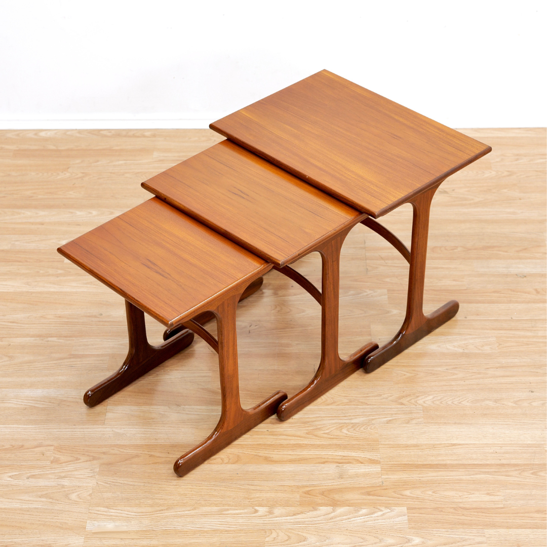 MID CENTURY TEAK NESTING SIDE TABLES BY G PLAN