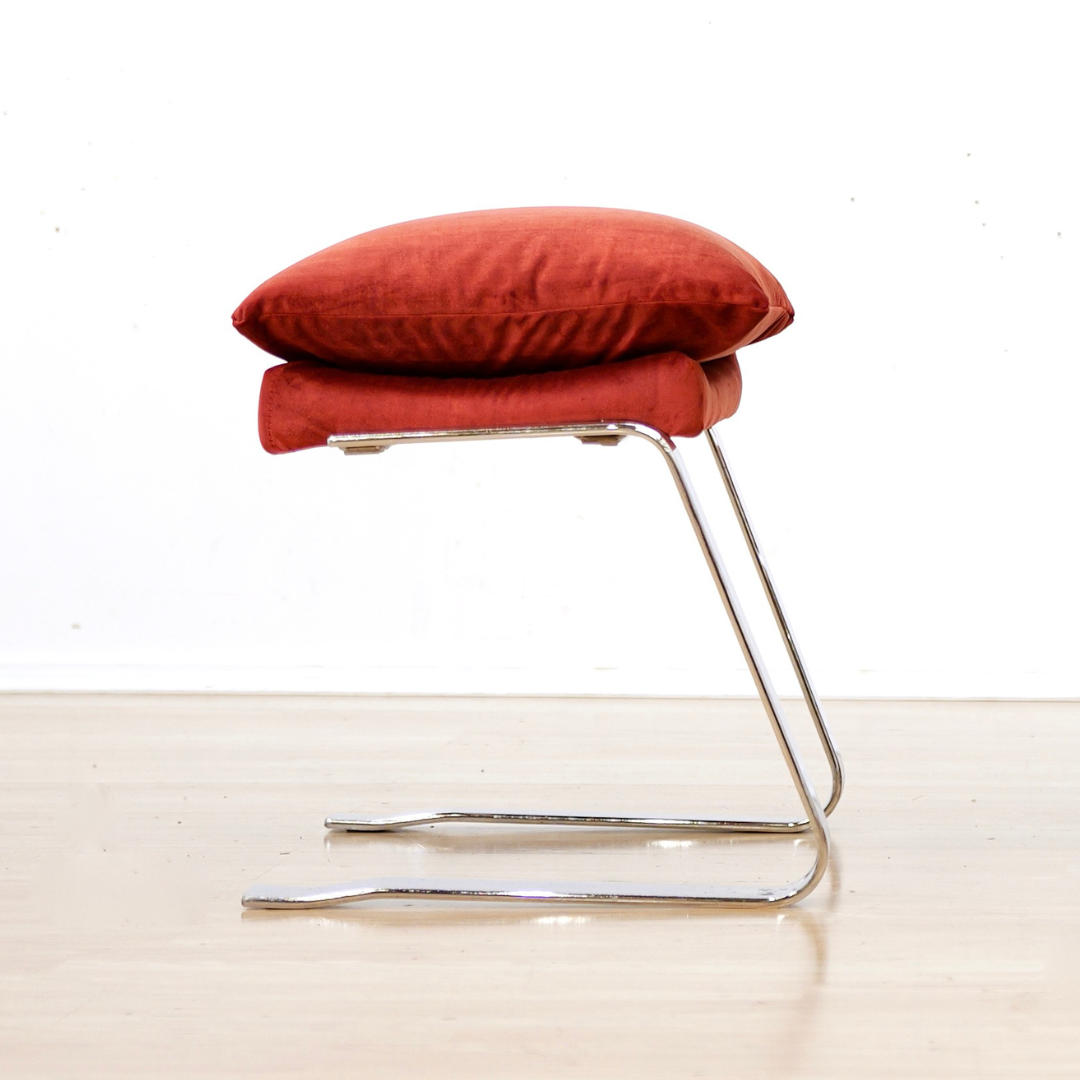 Chrome & Velvet Lounge Chairs by Reinhold Adolf and Hans-Jurgen for Schrapfer