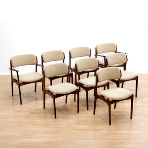 SET OF EIGHT DANISH MODERN MODEL 49 ROSEWOOD DINING CHAIRS BY ERIK BUCH