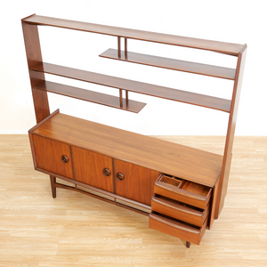 MID CENTURY DANISH TEAK ROOM DIVIDER CREDENZA BOOKCASE