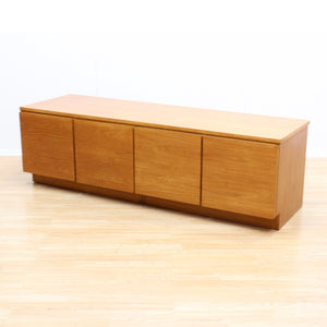 MID CENTURY LOW TEAK VINYL RECORD CREDENZA BY BEAVER & TAPLEY