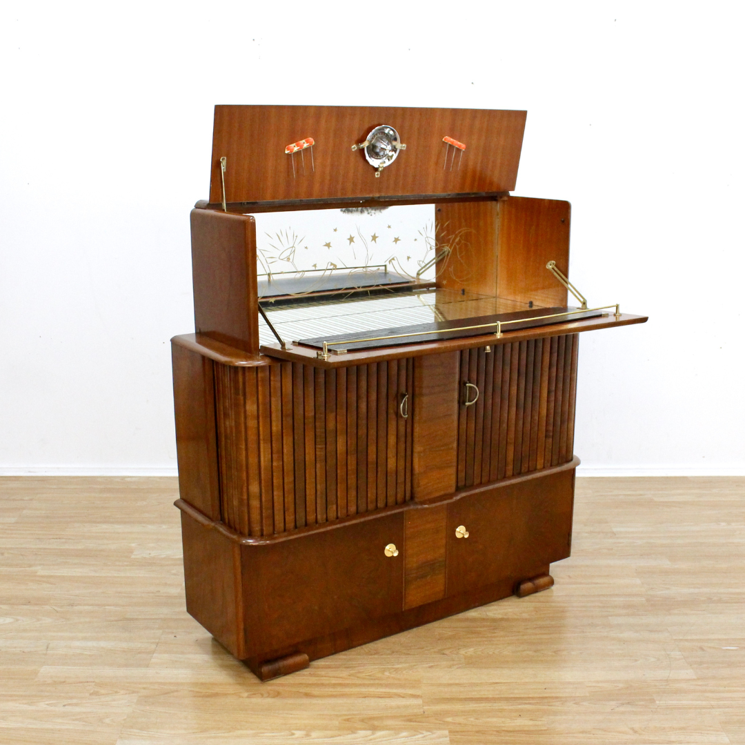 MID CENTURY WALNUT LIQUOR CABINET HOME BAR