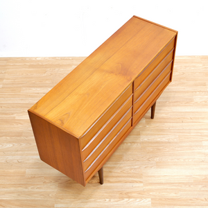 MID CENTURY DANISH TEAK DOUBLE DRESSER BY MØBELFABRIKKEN RISSKOV