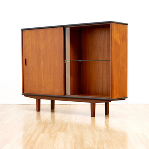 MID CENTURY TEAK CHINA DISPLAY CABINET