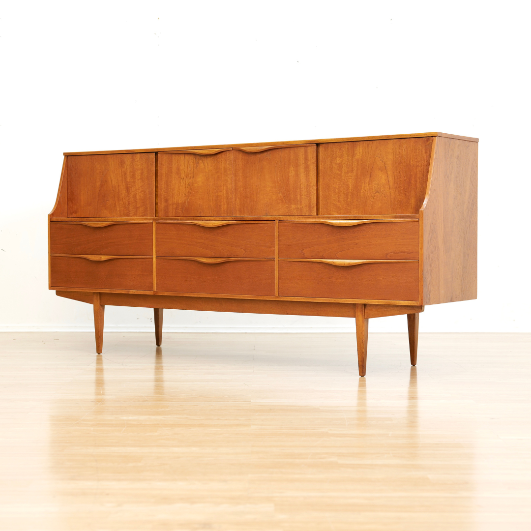 MID CENTURY TEAK CREDENZA BUFFET BY SUTCLIFFE OF TODMORDEN