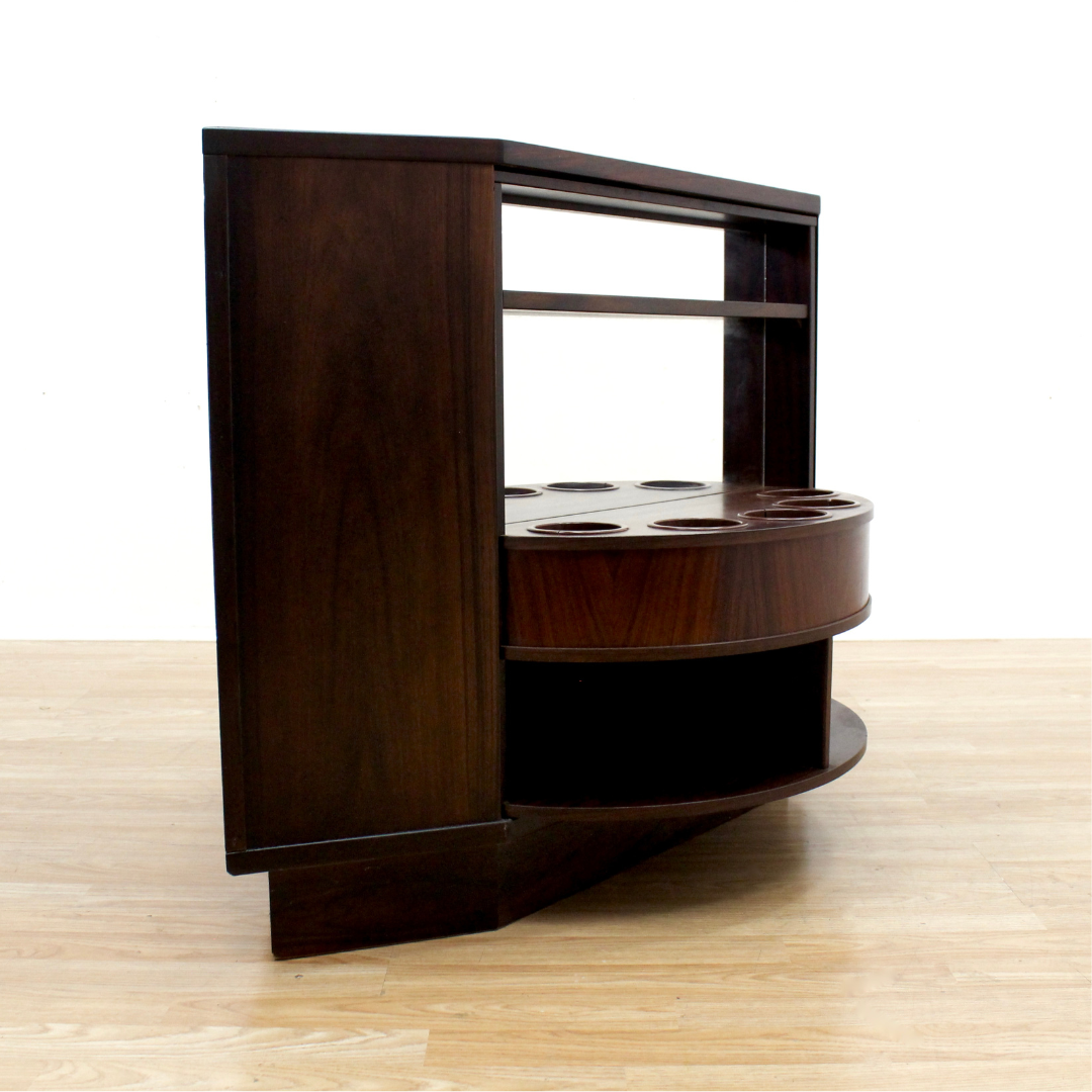 DANISH MODERN REVOLVING CORNER BAR IN ROSEWOOD BY VILDBJERG MOBELFABRIK