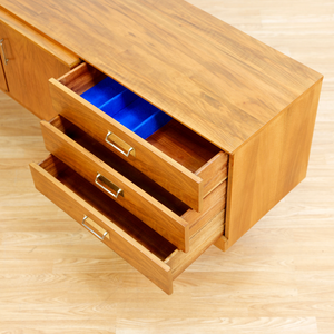 MID CENTURY WALNUT LIQUOR CABINET CREDENZA BY BEAUTILITY FURNITURE