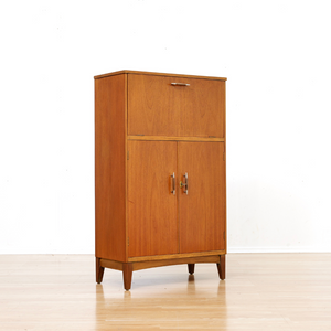 1960S TEAK ENGLISH DRY BAR LIQUOR CABINET