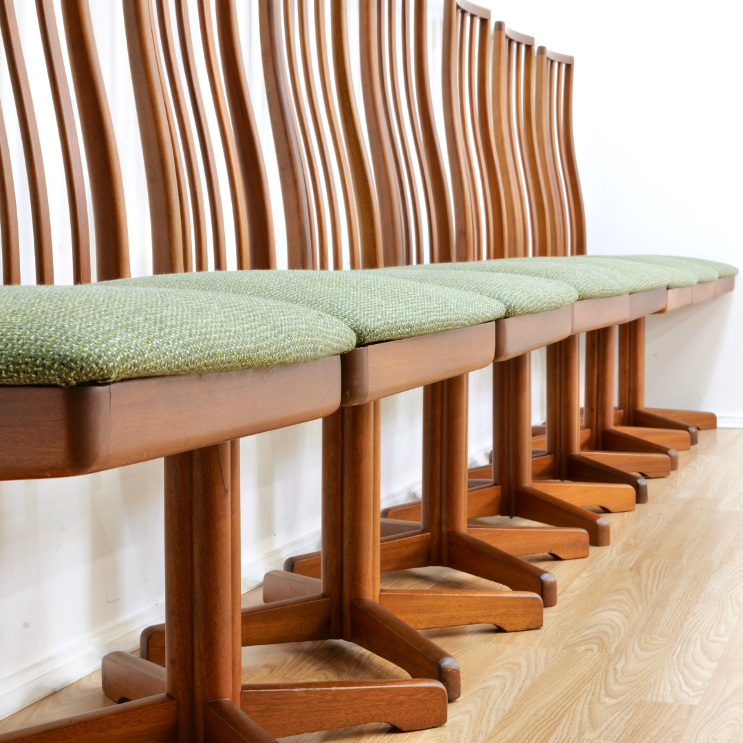 SET OF EIGHT MID CENTURY SWIVEL DINING CHAIRS BY MCINTOSH FURNITURE