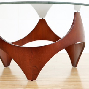 MID CENTURY ROUND COFFEE TABLE BY HENRY P GLASS