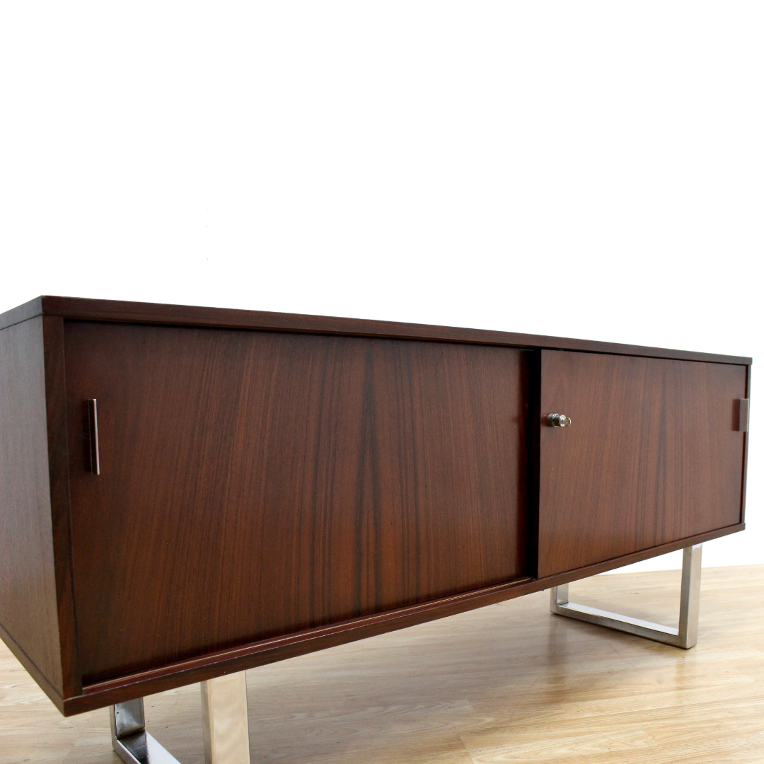 1970S ROSEWOOD & CHROME CREDENZA BY TREVOR CHINN & RAY LEIGH FOR GORDON RUSSELL