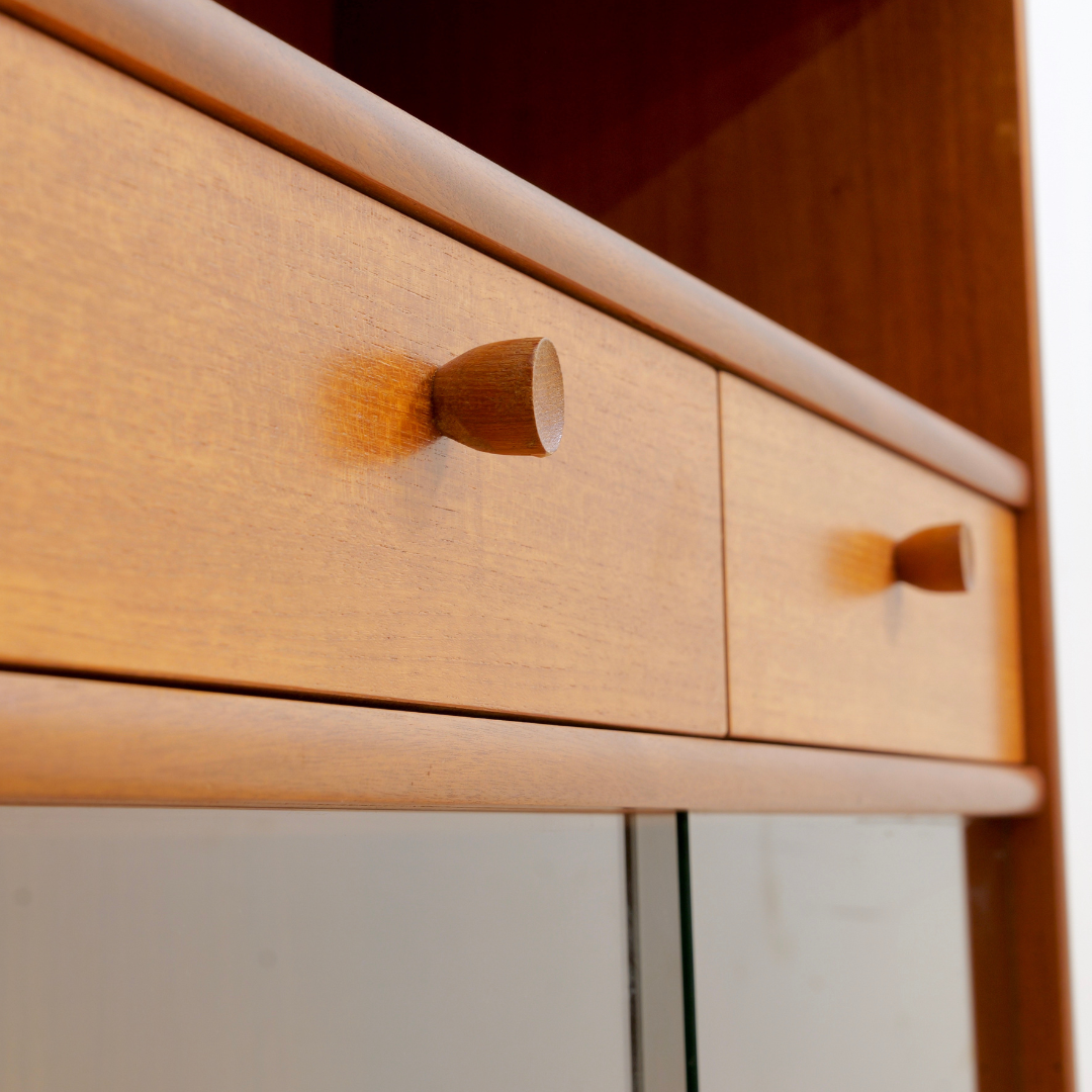 Pair of Vintage Teak China Display Cabinets by Nathan Furniture