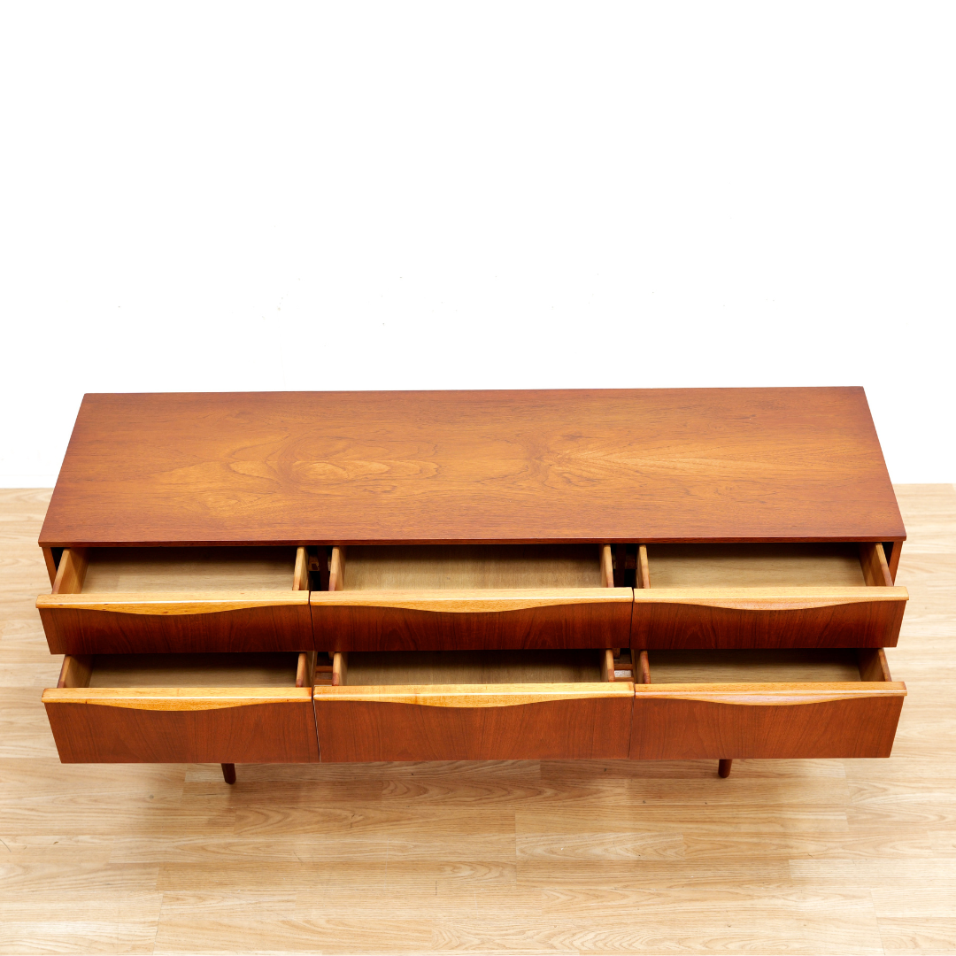 Reserved MID CENTURY SIX DRAWER TEAK DRESSER BY AUSTINSUITE FURNITURE