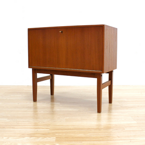 SMALL DANISH MODERN TEAK VINYL RECORD CABINET