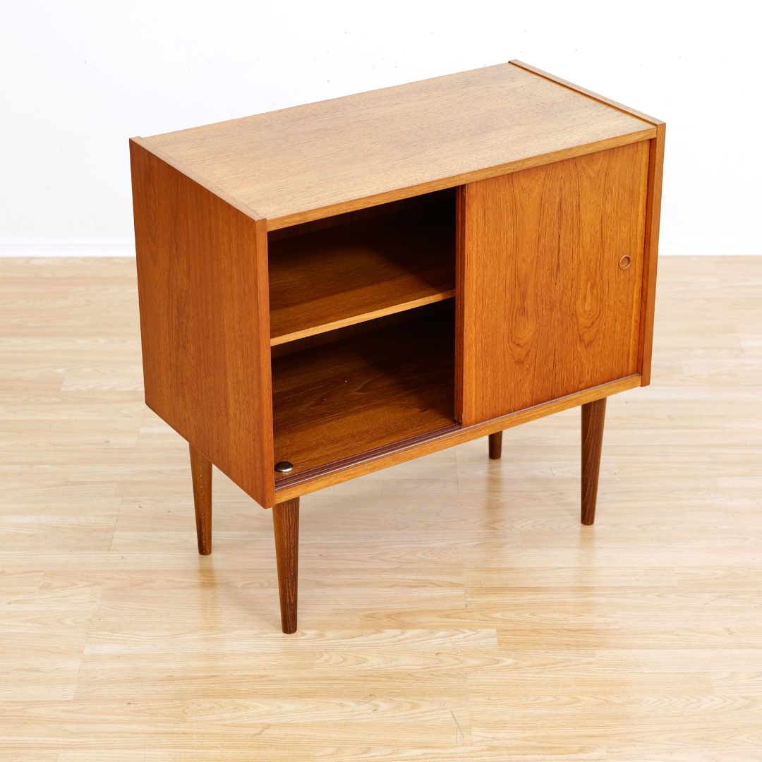 MID CENTURY DANISH TEAK CABINET VINYL RECORD STORAGE