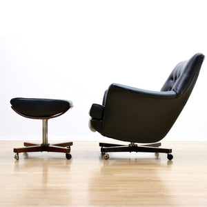 VINTAGE 1960S SWIVEL LOUNGE CHAIR & OTTOMAN BY G PLAN 6250