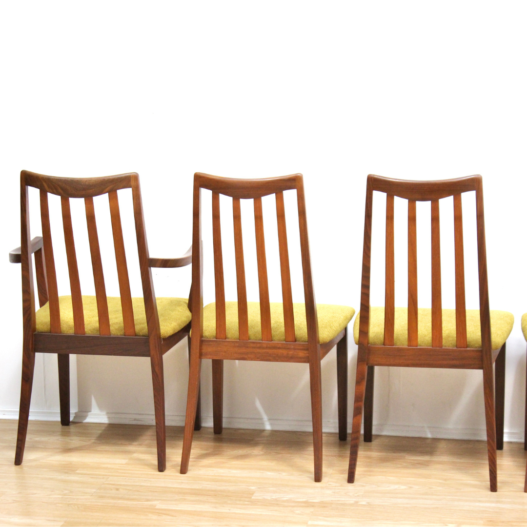 MID CENTURY DINING CHAIRS BY G PLAN SET OF SIX