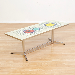 MID CENTURY CHROME & TILE COFFEE TABLE BY JULIETTE BELARTI