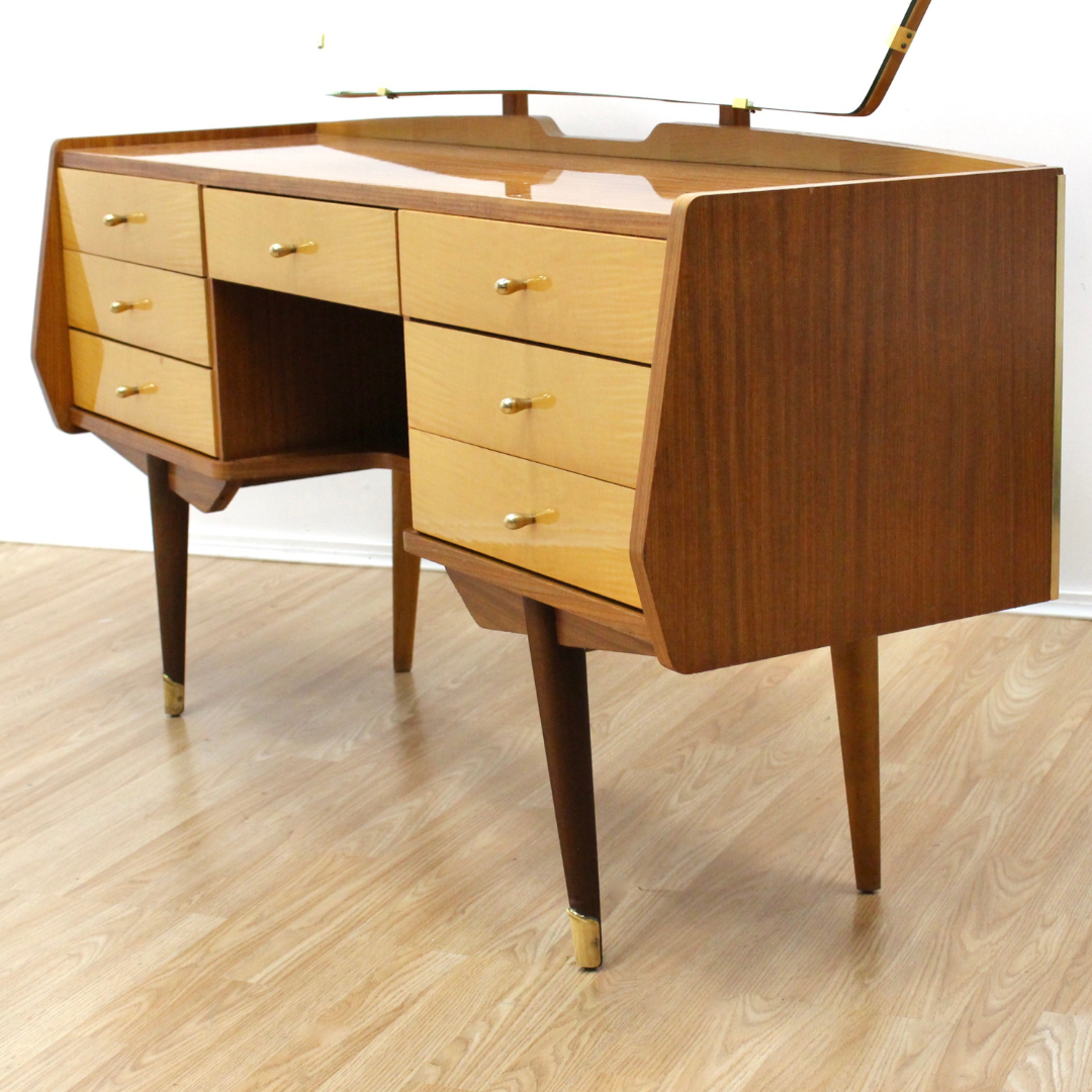 VINTAGE ITALIAN MARINO VANITY LACQUERED MAPLE & SYCAMORE