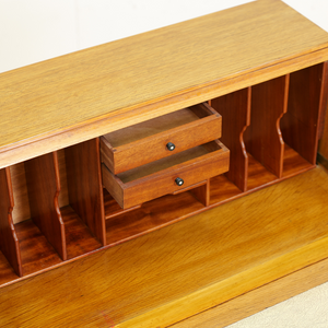 MID CENTURY OAK SECRETARY DESK BY FINELINE FURNITURE OF LONDON